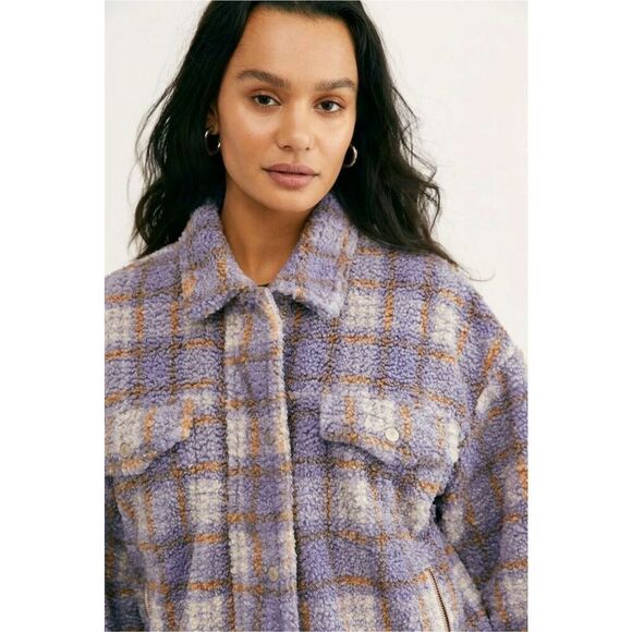 Free People Faded Dreams Cozy Trucker Jacket Periwinkle Size XS - Picture 11 of 12